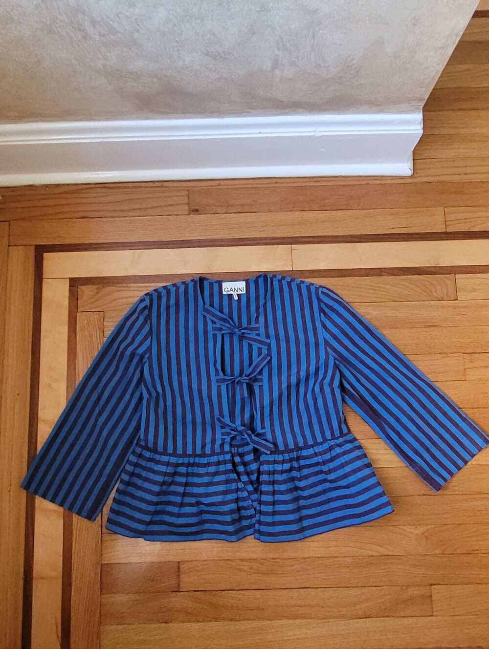 GANNI STRIPED PEPLUM BLOUSE - Picture 4 of 7